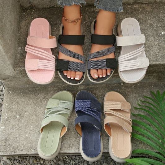 🔥Dämpade platta sandaler med flera remmar