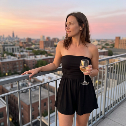 🎉Sista dagen-erbjudande: 50 % rabatt💃Strapless jumpsuit för damer – sommar- och strandklänning med veckad överdel