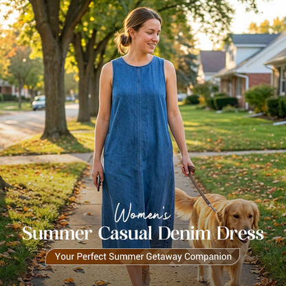 👗 BEGRÄNSAD TID: 50 % RABATT! 💥 Sommarklänning i denim för dam – klassisk, luftig och stilren ✨