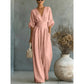 👗Jumpsuit för damer med V-ringning, hög midja och vida ben