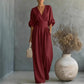 👗Jumpsuit för damer med V-ringning, hög midja och vida ben