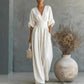 👗Jumpsuit för damer med V-ringning, hög midja och vida ben