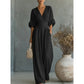 👗Jumpsuit för damer med V-ringning, hög midja och vida ben