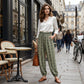 👖 50% RABATT NU! 🌸 Dambyxor med smockad hög midja och lykta-silhuett – Luftiga, andningsbara & elastisk midja – Perfekta för sommar, strand eller resort – trendiga och bekväma 🌿