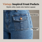 👖Jeans med hög midja och utsvängda ben för damer
