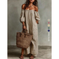 👗Damklänning Off-Shoulder Maxiklänning med Lykthylsa