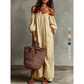👗Damklänning Off-Shoulder Maxiklänning med Lykthylsa