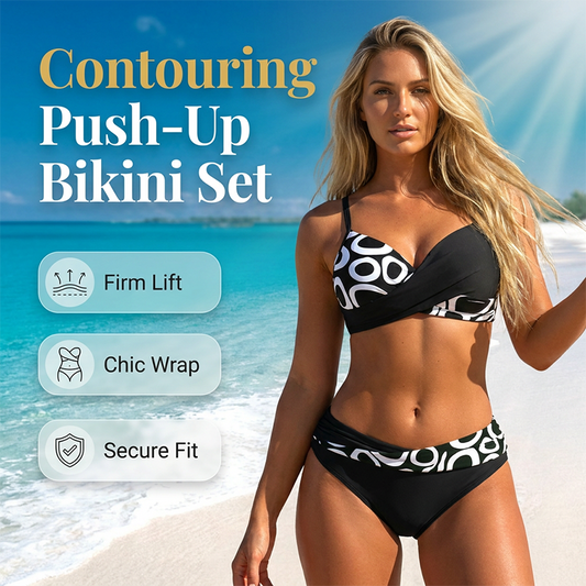 🎉 BEGRÄNSAD TID 50% RABATT! 👙 Dam push-up tvådelad bikini – korslagd omslagsdesign & premium sträcktyg 🌊
