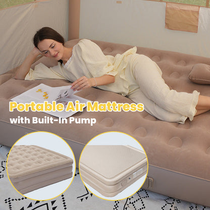🛏️ ⛺ Portabel Luftmadrass med Inbyggd Pump – Snabb Uppblåsning & 40 cm Höjd – Perfekt för Camping, Gäster & Utomhus – Bikakestruktur 🌿