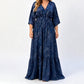 👗Elegant klänning med V-ringning och mönster för damer