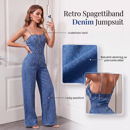 💫 50 % rabatt!👖Kvinnors jeansoverall med spaghettiband och vida ben