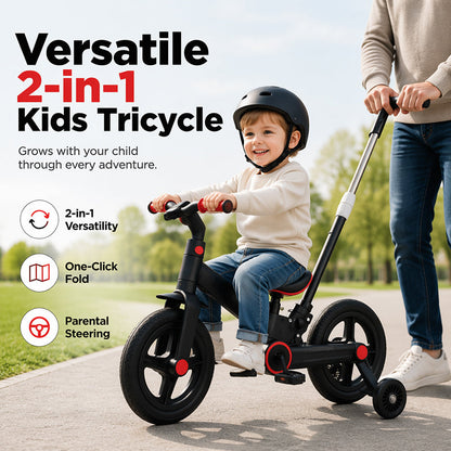 📢 ⏰ 4-i-1 Omvandlingsbar Barncykel – Balanscykel, Barnvagn & Trehjuling – Växer med Ditt Barn från 10 Månader till 4 År 🚲✨