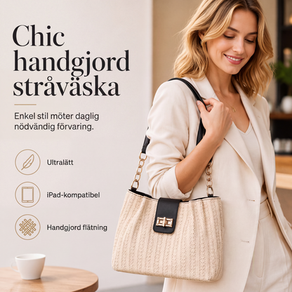 ✨50% RABATT NU! !✨Rymlig halmvæska för pendling &Inkluderar pärlbrosch (Gratis)