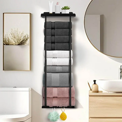 🛁 Utdragbar Badrumshanddukshållare – Höjdjusterbar 38–75 cm, Kolstål, Borrfri Väggmontering