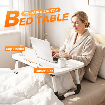 🎁🔥Vikbart laptopbord för säng med kophållare