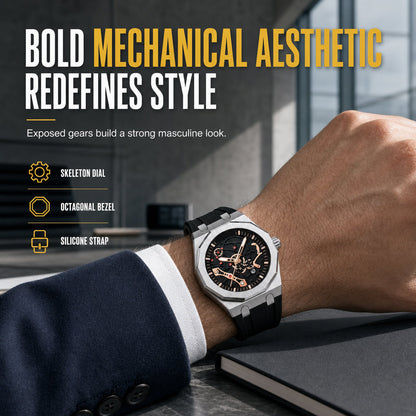 ⌚ TIDSBEGRÄNSAT ERBJUDANDE: 50% RABATT! ✨ Sportig kvartsklocka för herrar – Skeletterad design, självlysande visare, vattentålig 🌟