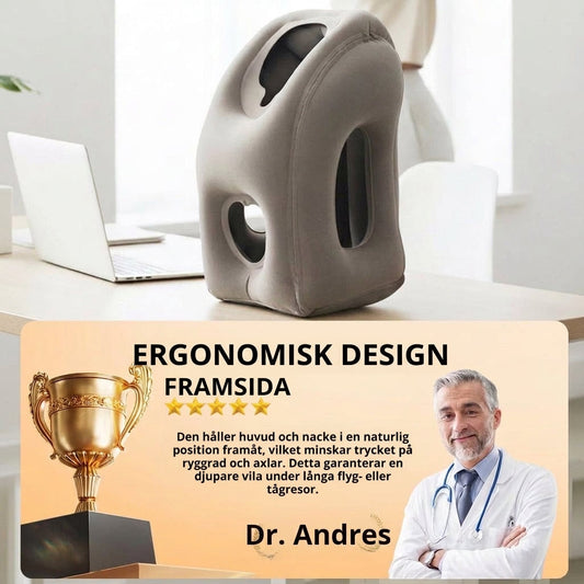 🛏️✈️ Uppblåsbar ergonomisk resekudde – 360° nackstöd & 45° vilovinkel för bekvämare resor 💤✨