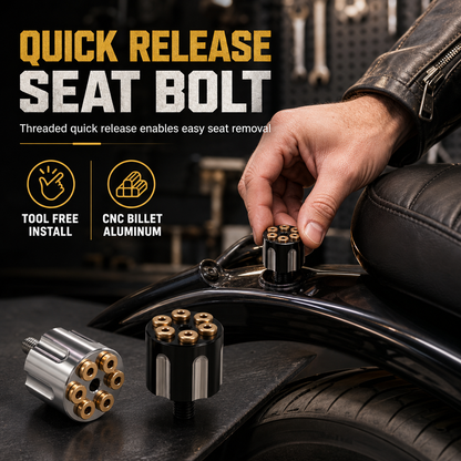 🏍️ CNC Snabblossande sadelbult för Harley Davidson – 6 mm aluminium, verktygslös sadelskruv