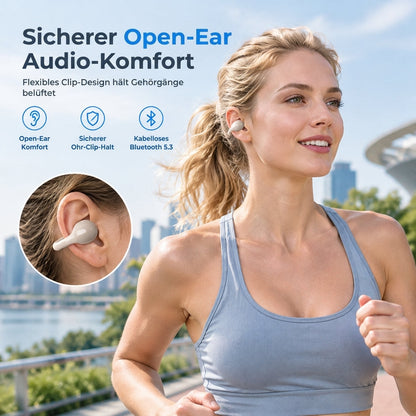 ⏳Tidsbegränsat erbjudande⏳ 📢📢 50 % RABATT!! ⏰ Trådlösa Open-Ear Hörlurar med Öronklämma – Perfekta för Sport & Träning