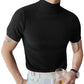 Stickad Enfärgad T-Shirt med Hög Halsringning