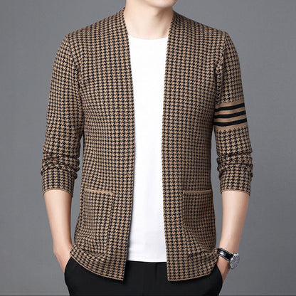 🎁Idealisk gåva - Herr Houndstooth Sticked Cardigan—Begränsad tid 50% rabatt